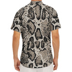 Tan And Black Snakeskin Print Men's Deep V-Neck Shirt