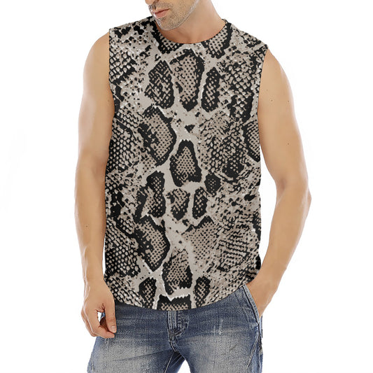 Tan And Black Snakeskin Print Men's Fitness Tank Top