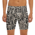Tan And Black Snakeskin Print Men's Long Boxer Briefs