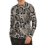 Tan And Black Snakeskin Print Men's Long Sleeve Rash Guard