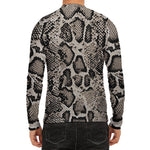 Tan And Black Snakeskin Print Men's Long Sleeve Rash Guard