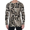 Tan And Black Snakeskin Print Men's Long Sleeve T-Shirt