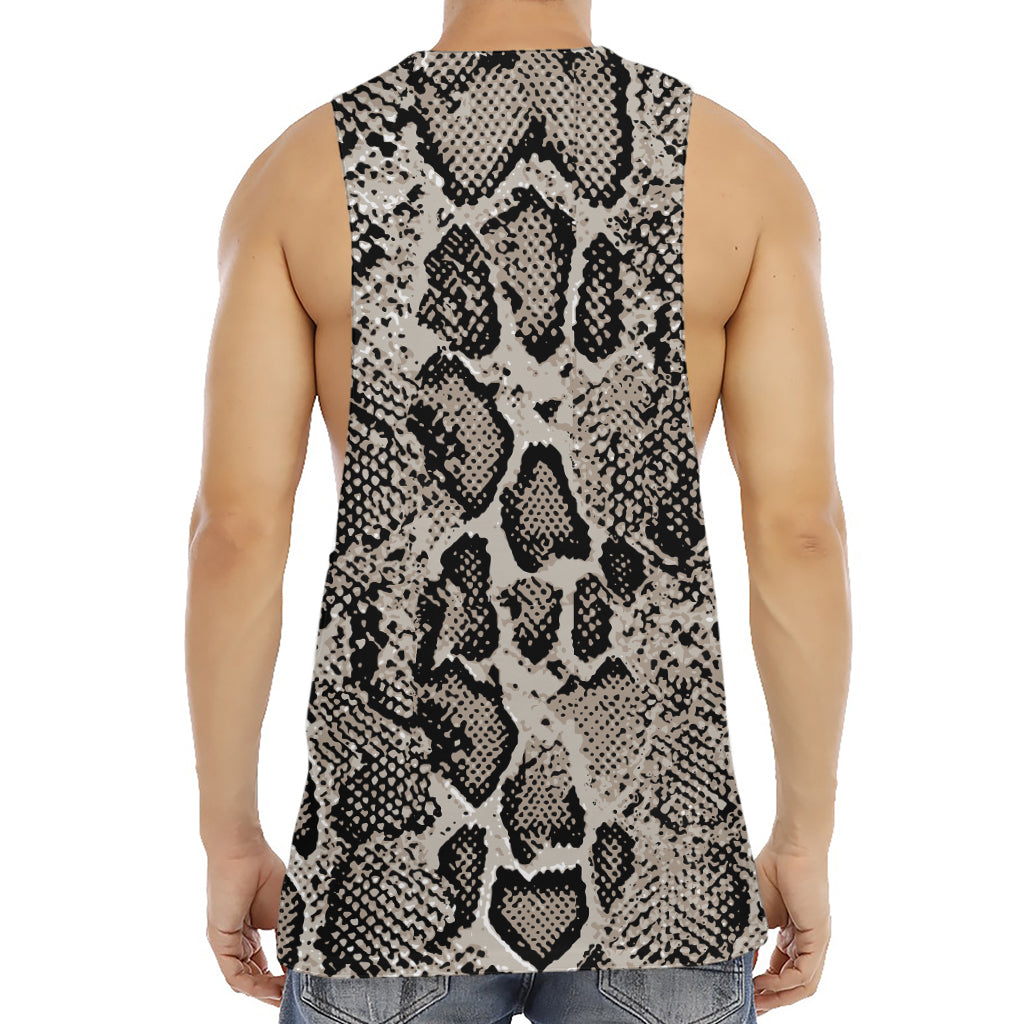 Tan And Black Snakeskin Print Men's Muscle Tank Top