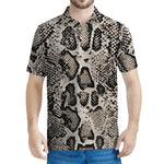 Tan And Black Snakeskin Print Men's Polo Shirt