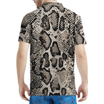 Tan And Black Snakeskin Print Men's Polo Shirt