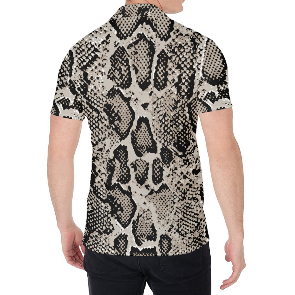 Tan And Black Snakeskin Print Men's Shirt