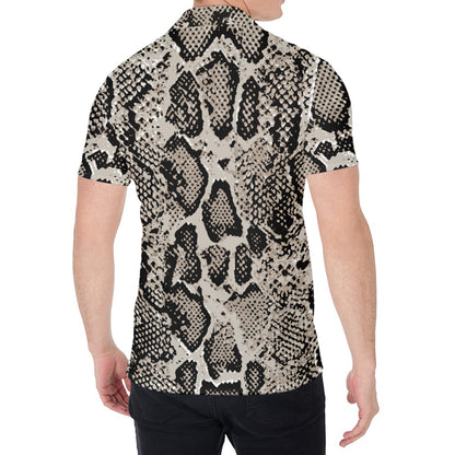 Tan And Black Snakeskin Print Men's Shirt