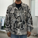 Tan And Black Snakeskin Print Men's Shirt Jacket