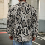Tan And Black Snakeskin Print Men's Shirt Jacket