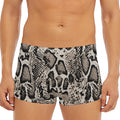 Tan And Black Snakeskin Print Men's Short Boxer Briefs