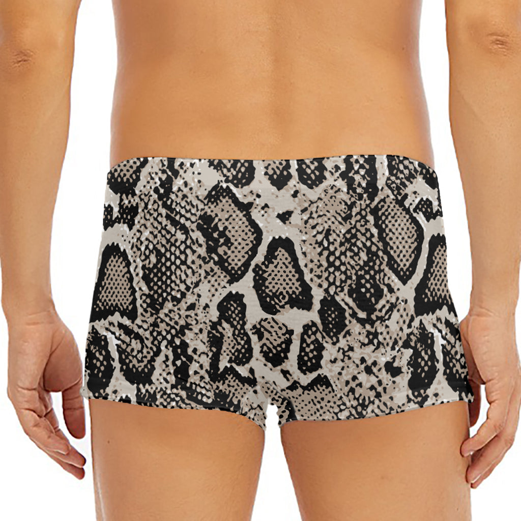 Tan And Black Snakeskin Print Men's Short Boxer Briefs