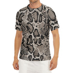 Tan And Black Snakeskin Print Men's Short Sleeve Rash Guard