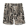 Tan And Black Snakeskin Print Men's Athletic Shorts