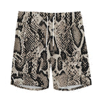 Tan And Black Snakeskin Print Men's Sports Shorts