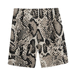 Tan And Black Snakeskin Print Men's Sports Shorts