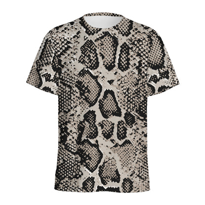 Tan And Black Snakeskin Print Men's Sports T-Shirt