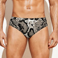 Tan And Black Snakeskin Print Men's Swim Briefs