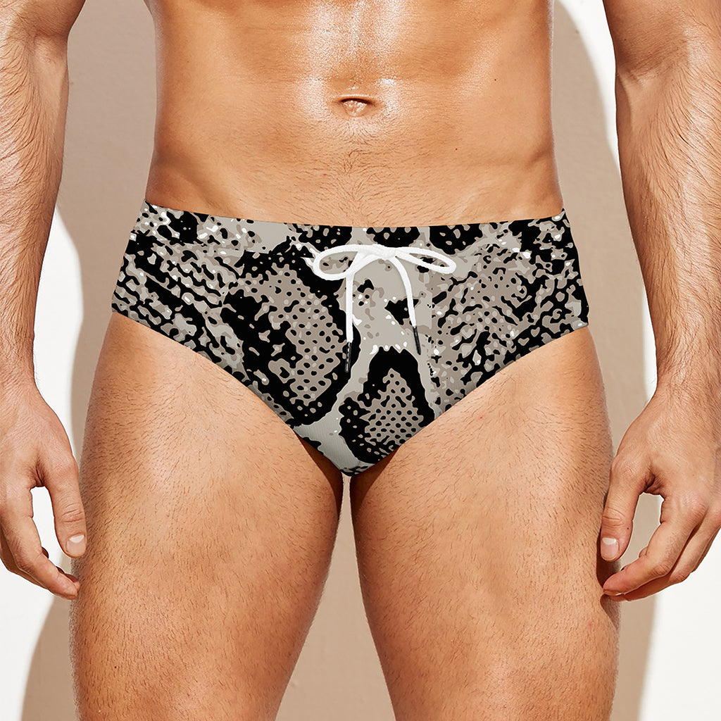 Tan And Black Snakeskin Print Men's Swim Briefs