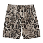 Tan And Black Snakeskin Print Men's Swim Trunks