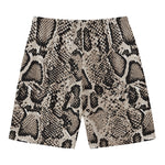 Tan And Black Snakeskin Print Men's Swim Trunks