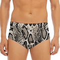 Tan And Black Snakeskin Print Men's Triangle Swim Briefs