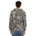 Tan And Black Snakeskin Print Men's Velvet Pullover Hoodie