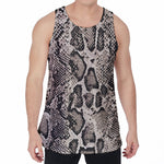 Tan And Black Snakeskin Print Men's Velvet Tank Top