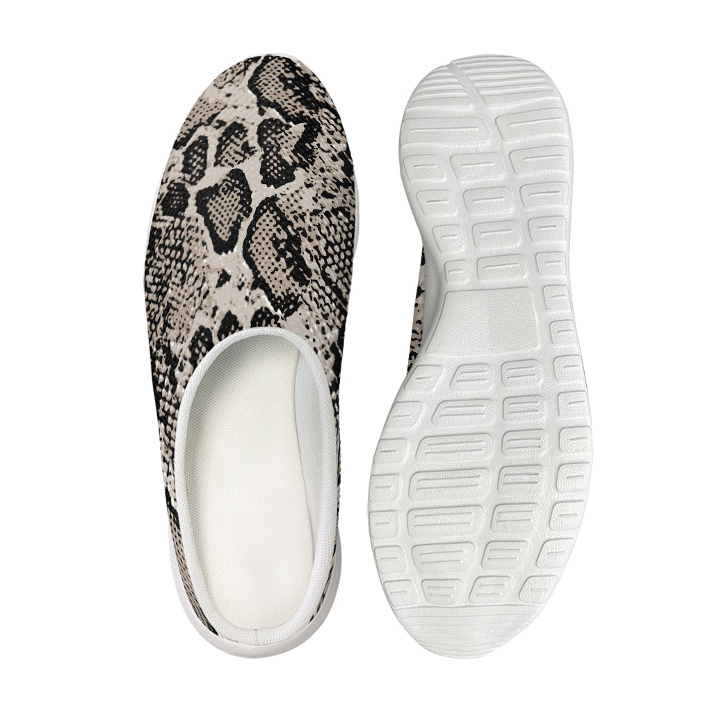 Tan And Black Snakeskin Print Mesh Casual Shoes