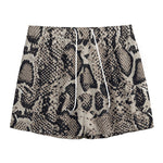 Tan And Black Snakeskin Print Mesh Shorts