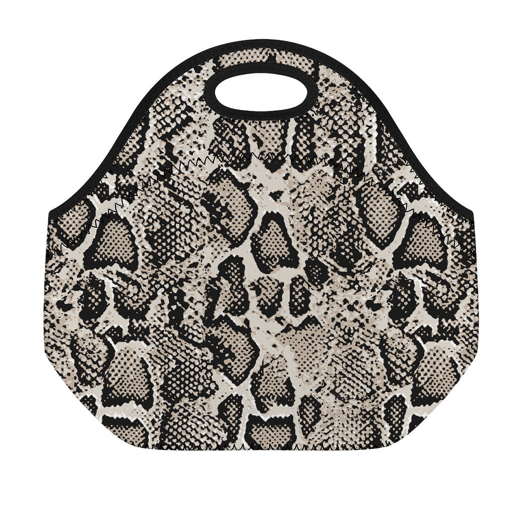 Tan And Black Snakeskin Print Neoprene Lunch Bag