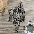 Tan And Black Snakeskin Print One Shoulder Bodysuit