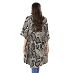 Tan And Black Snakeskin Print Open Front Beach Cover Up