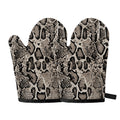 Tan And Black Snakeskin Print Oven Mitts