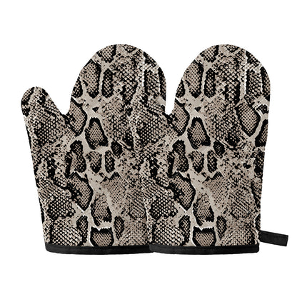 Tan And Black Snakeskin Print Oven Mitts
