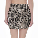 Tan And Black Snakeskin Print Pencil Mini Skirt