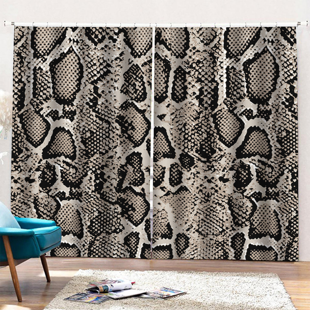 Tan And Black Snakeskin Print Pencil Pleat Curtains