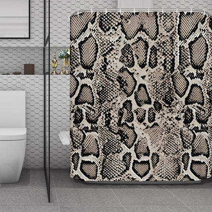 Tan And Black Snakeskin Print Polyester Shower Curtain