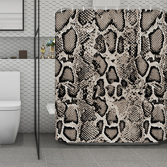 Tan And Black Snakeskin Print Polyester Shower Curtain