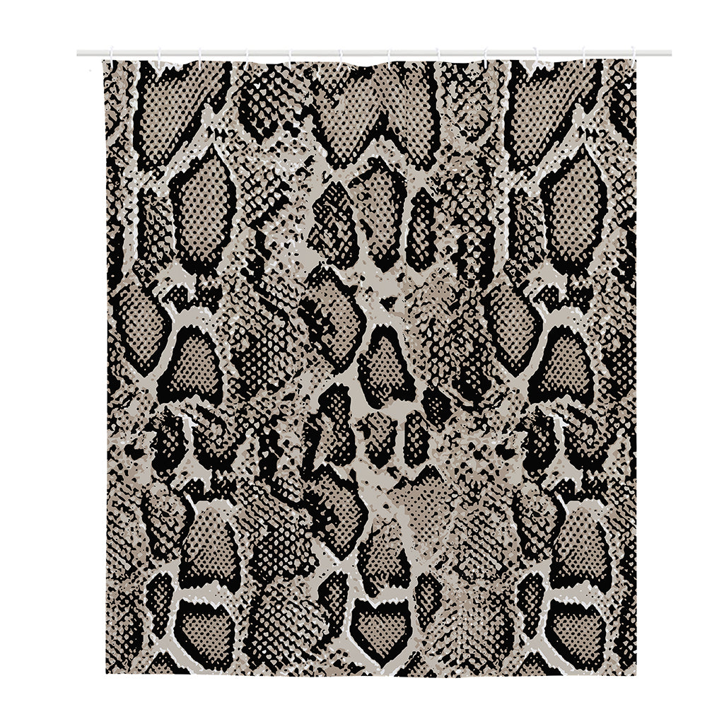 Tan And Black Snakeskin Print Polyester Shower Curtain