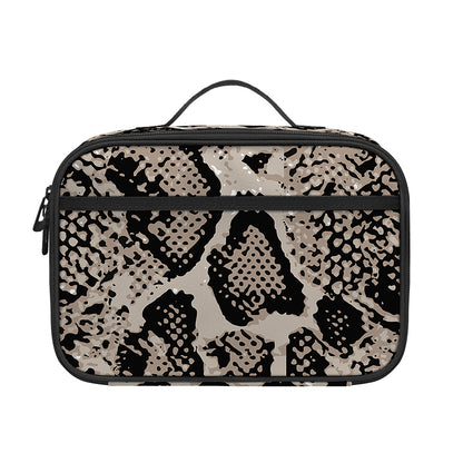 Tan And Black Snakeskin Print Portable Lunch Bag