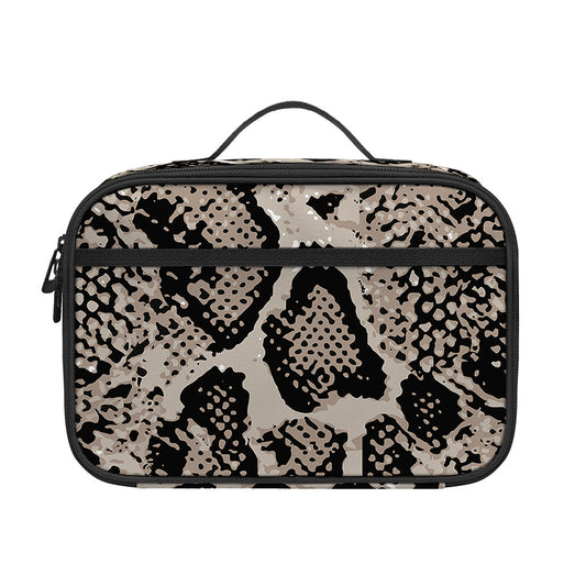 Tan And Black Snakeskin Print Portable Lunch Bag