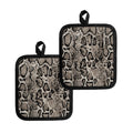 Tan And Black Snakeskin Print Pot Holders