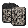 Tan And Black Snakeskin Print Pot Holders With Pocket