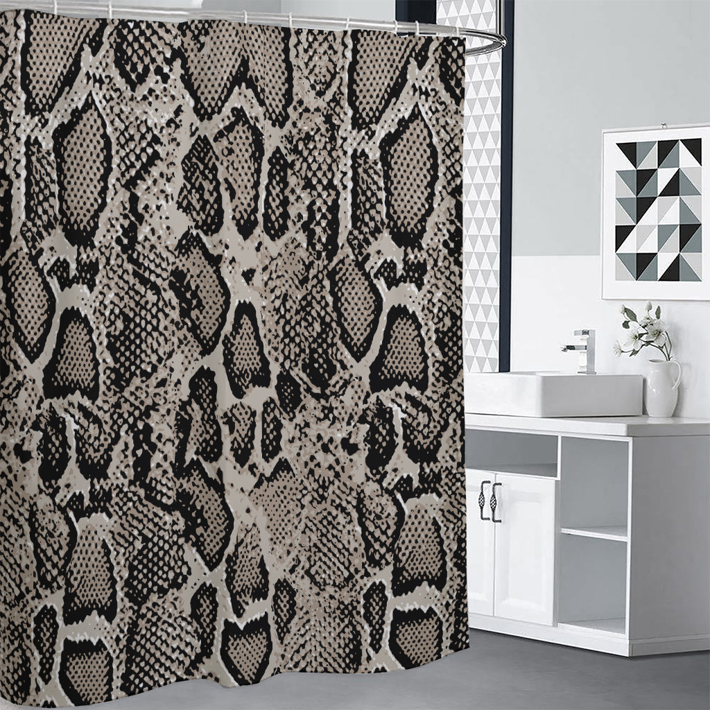 Tan And Black Snakeskin Print Premium Shower Curtain