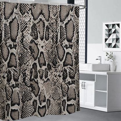 Tan And Black Snakeskin Print Premium Shower Curtain
