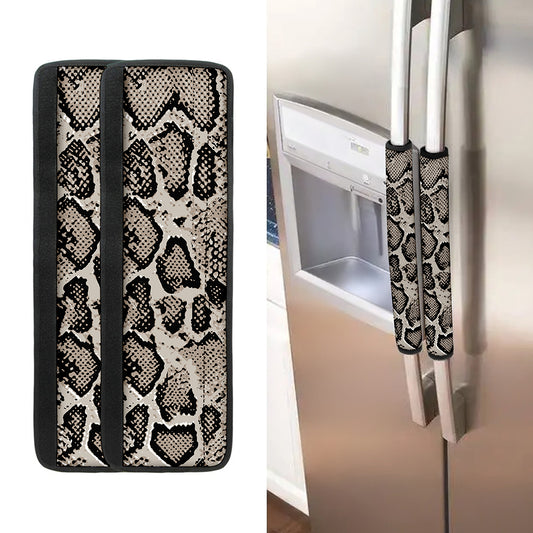 Tan And Black Snakeskin Print Refrigerator Handle Covers