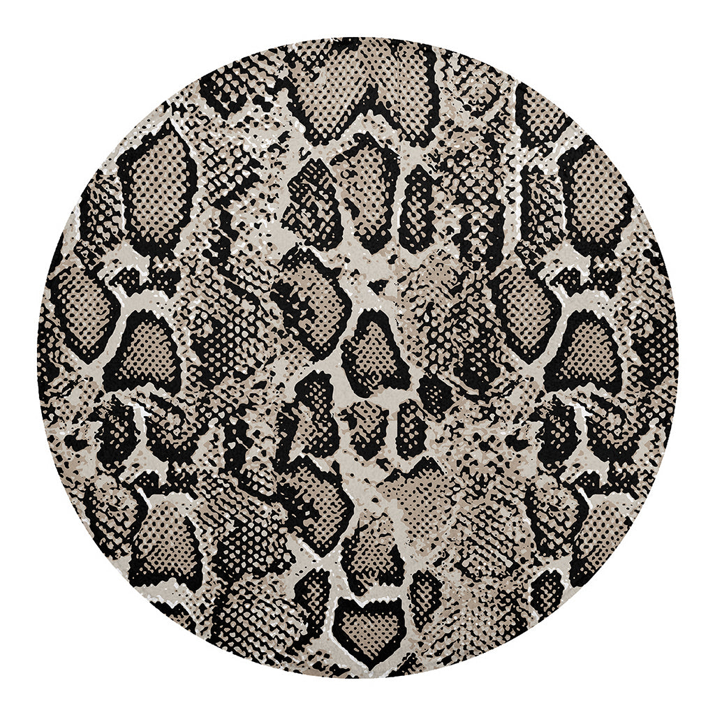 Tan And Black Snakeskin Print Round Blanket