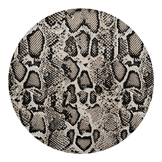 Tan And Black Snakeskin Print Round Blanket