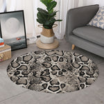 Tan And Black Snakeskin Print Round Rug