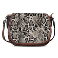 Tan And Black Snakeskin Print Saddle Bag